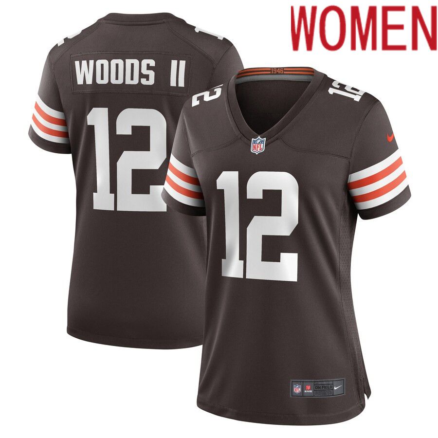 Women Cleveland Browns 12 Michael Woods II Nike Brown Game Player NFL Jersey
